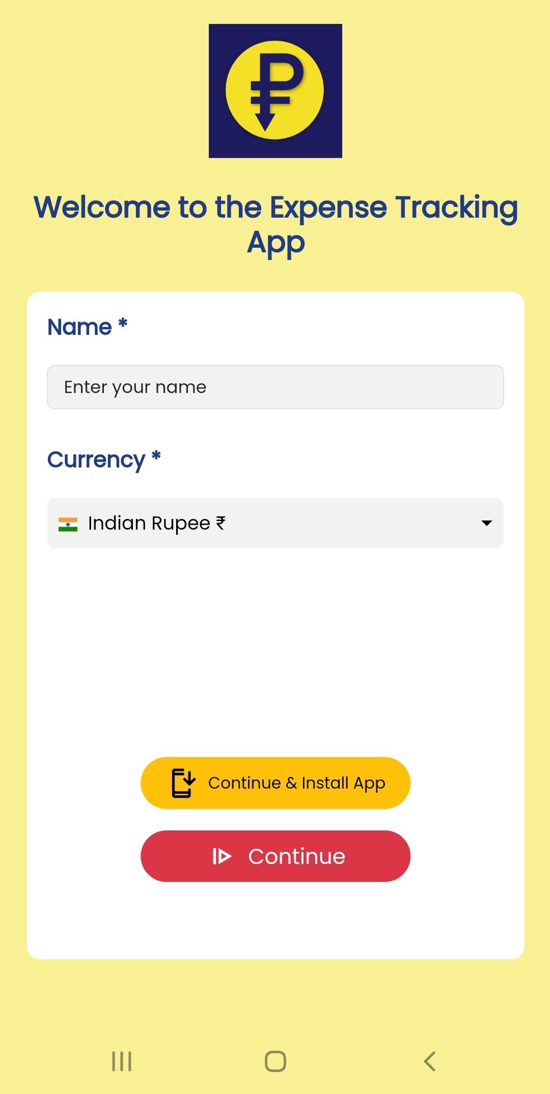 Android Welcome Page
